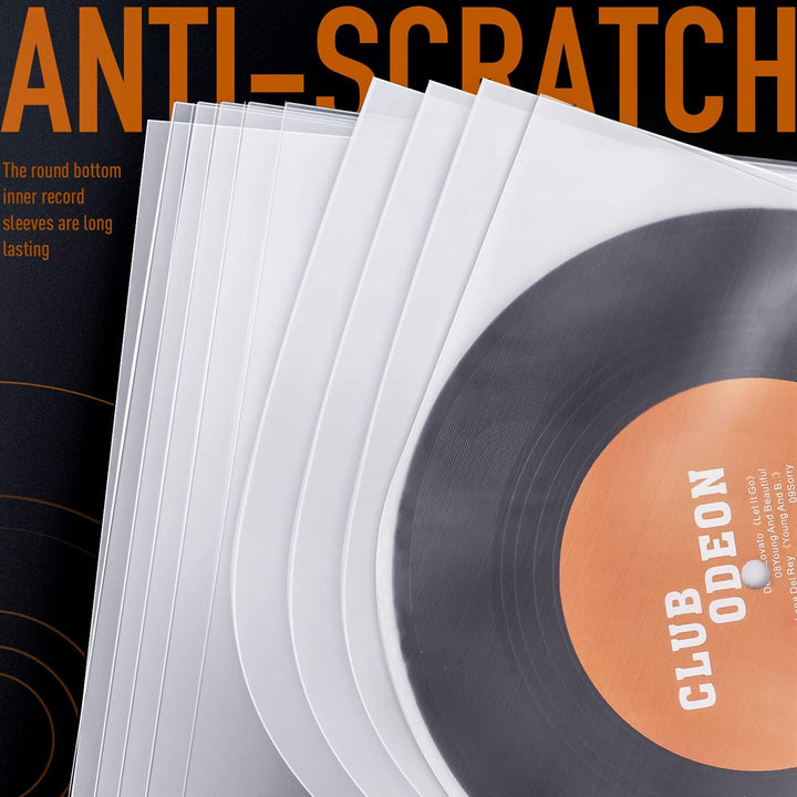 Facmogu 100 Stück 7 Zoll runde Boden Vinyl-Schallplattenhüllen, U-förmige Schallplattenhüllen für 45