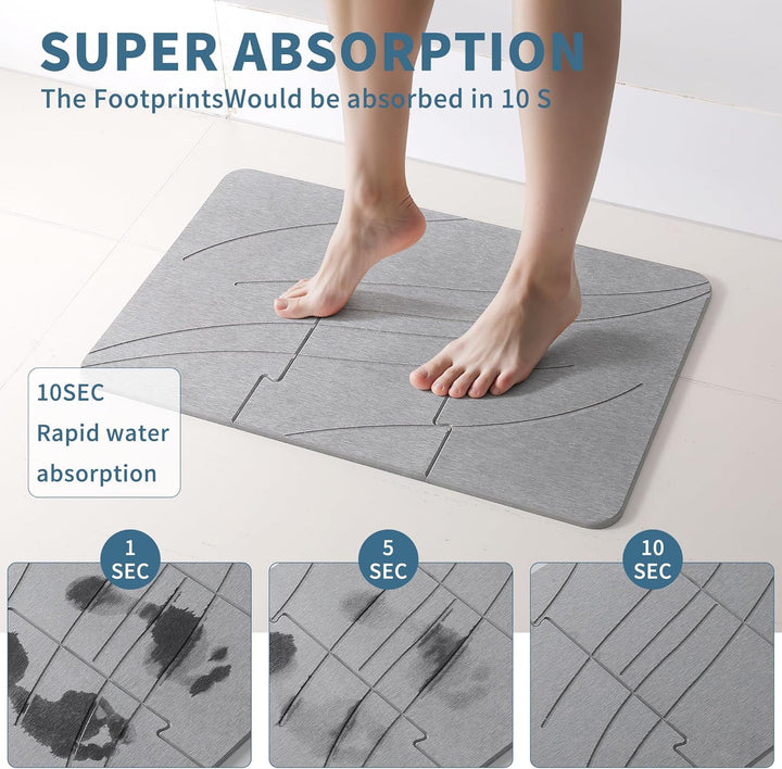 Badematte Stein - Faltbar Diatomeenerde Badematte,Super Saugfähig Badematte,Schnell Trocknend,rutsch