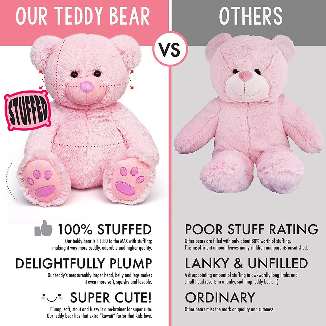 LotFancy Teddybär Kuscheltier 50cm, Plüschtier Stofftier Teddy, Süsses Geschenk für Kinder Mädchen F