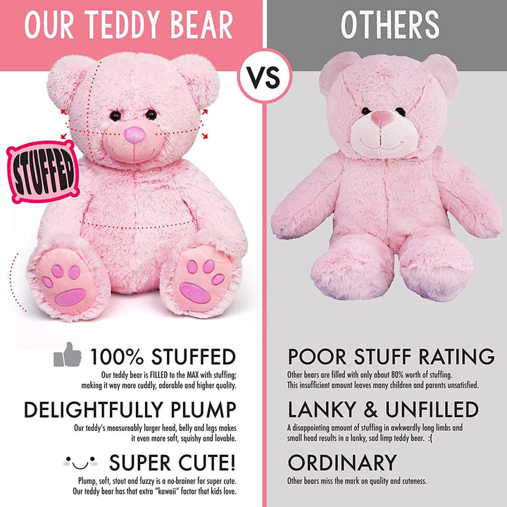 LotFancy Teddybär Kuscheltier 50cm, Plüschtier Stofftier Teddy, Süsses Geschenk für Kinder Mädchen F