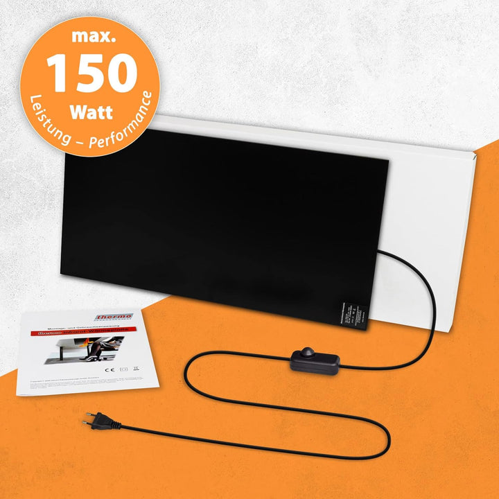 Infrarot Wärmeplatte Schreibtischheizung 30x60cm 150W mit Dimmer für stufenlose Regelung, IR Büro He
