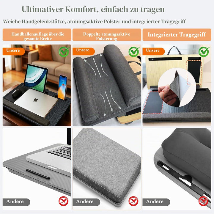 Yaong Gauo Laptopunterlage 55x34cm für Heim Bett Sofa mit Handgelenkauflage, Laptop Kissen für max 1