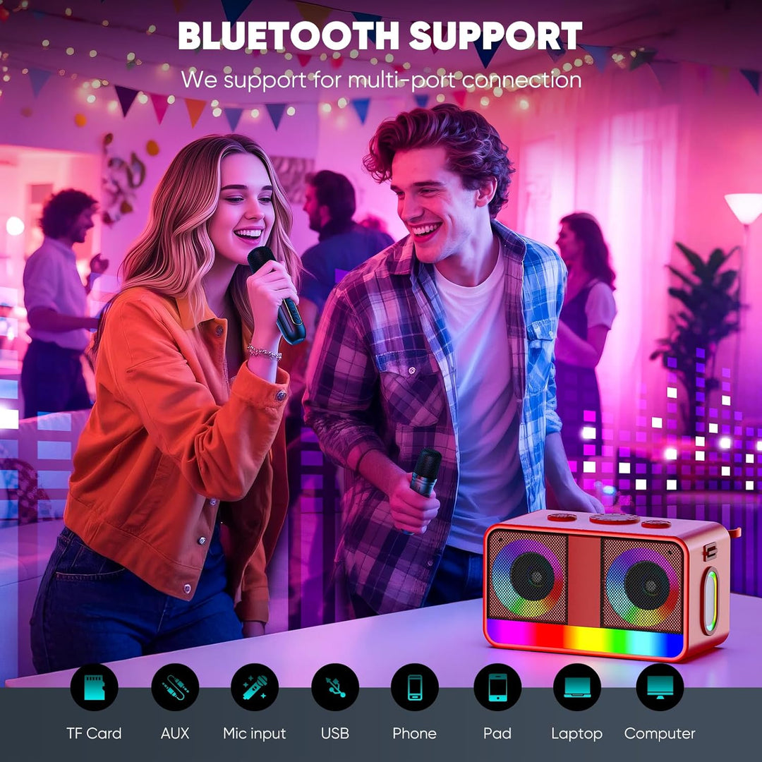 Karaoke-Maschine : Echter Tragbarer Lautsprecher mit 35W, 8-Stunden-Autonomie, 2 Aufladbare Drahtlos