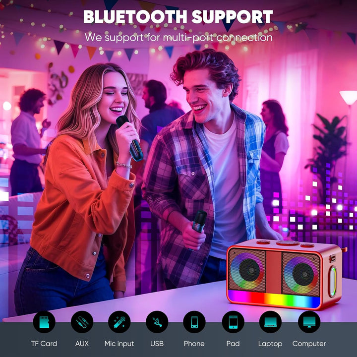 Karaoke-Maschine : Echter Tragbarer Lautsprecher mit 35W, 8-Stunden-Autonomie, 2 Aufladbare Drahtlos