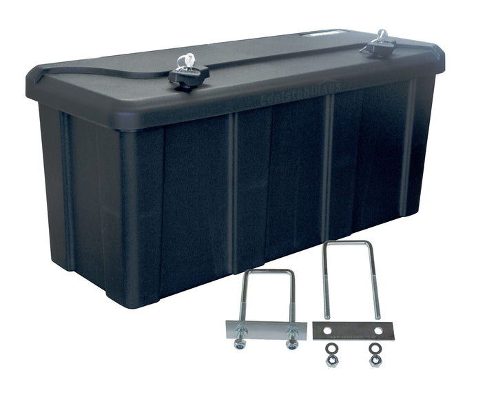Blackit L - 750 x 300 x 355 mm + Montagesatz MON4002 Edelstahlhaus, Deichselbox mit 2 Schlösser, Wer