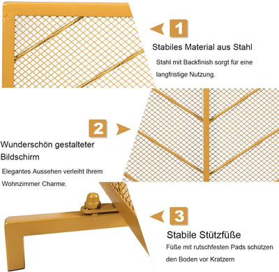 COSTWAY Kaminschutzgitter, Funkenschutz aus Metall, Feuer Kaminschutz, Kamingitter, freistehendes Fu