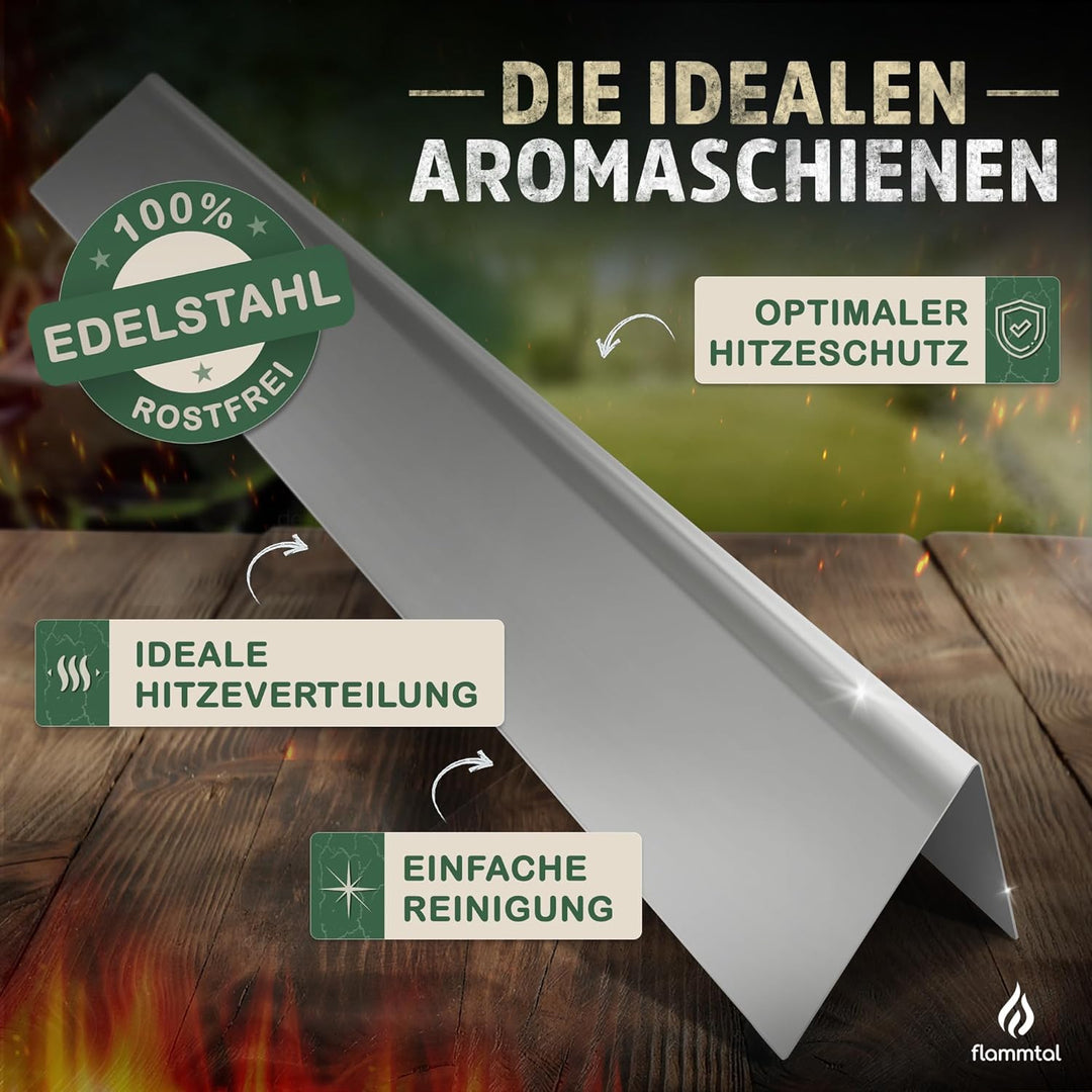 flammtal Aromaschienen FLAVE [3 Stück] - Für Weber Spirit 310/320/330 - Hochwertige Flavorizer Bars