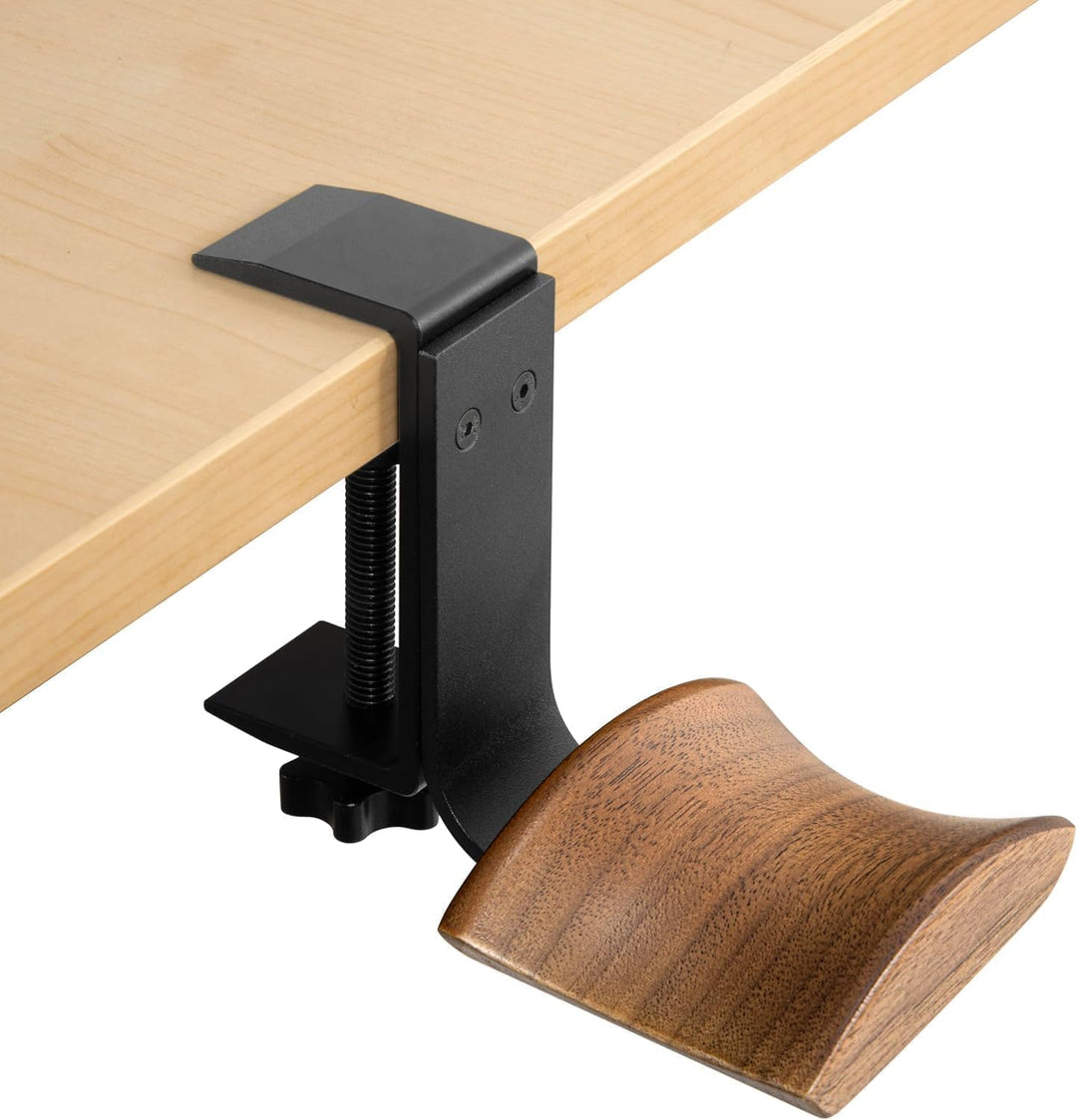 Kopfhörerhalter mit 6cm breiter Nussholz Kopfstütze, Kopfhörer Ständer Verstellbarer Klemme-auf Head