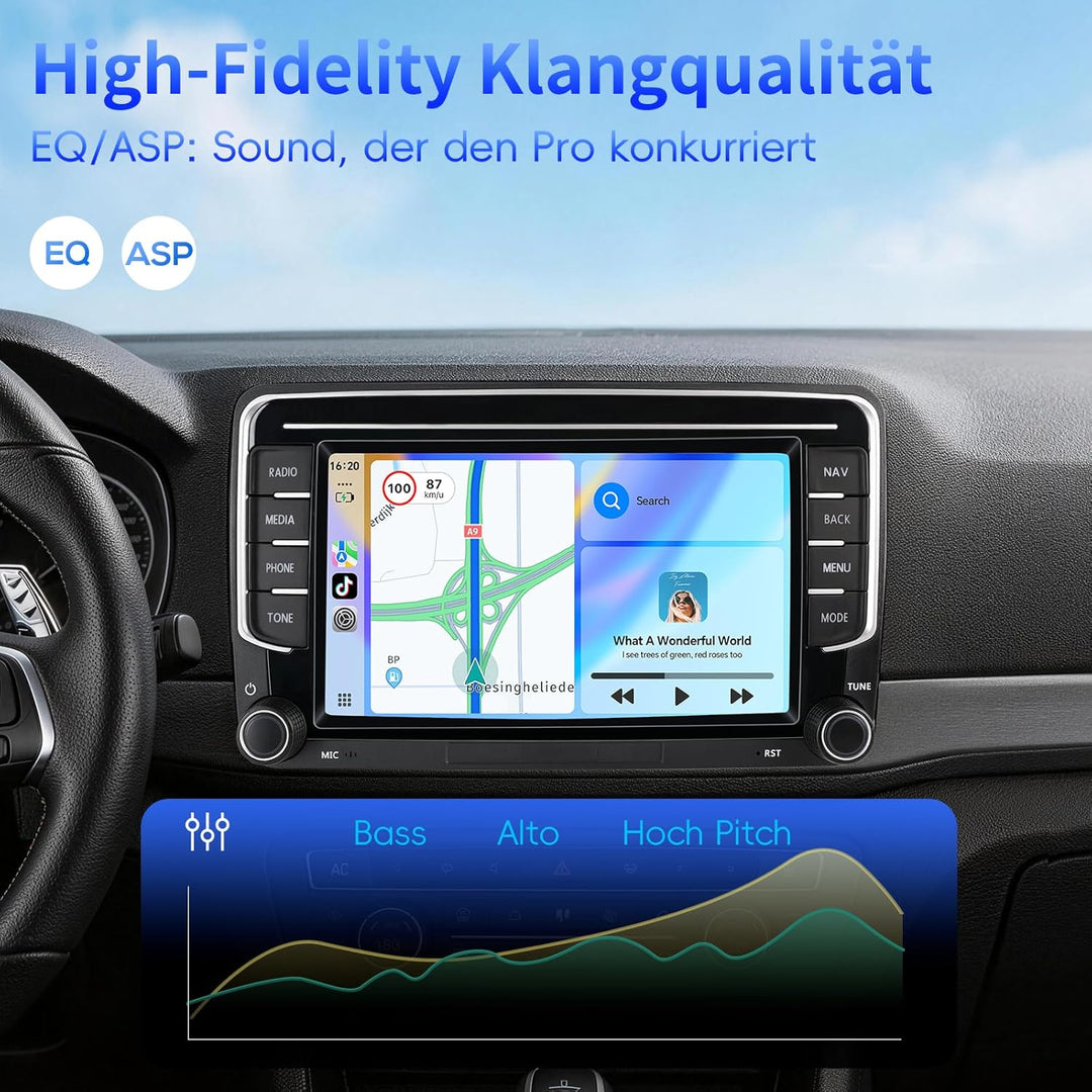 Haudio 2 DIN Autoradio mit drahtlosem Apple CarPlay & Android Auto, 7-Zoll-Autobildschirm mit Canbus