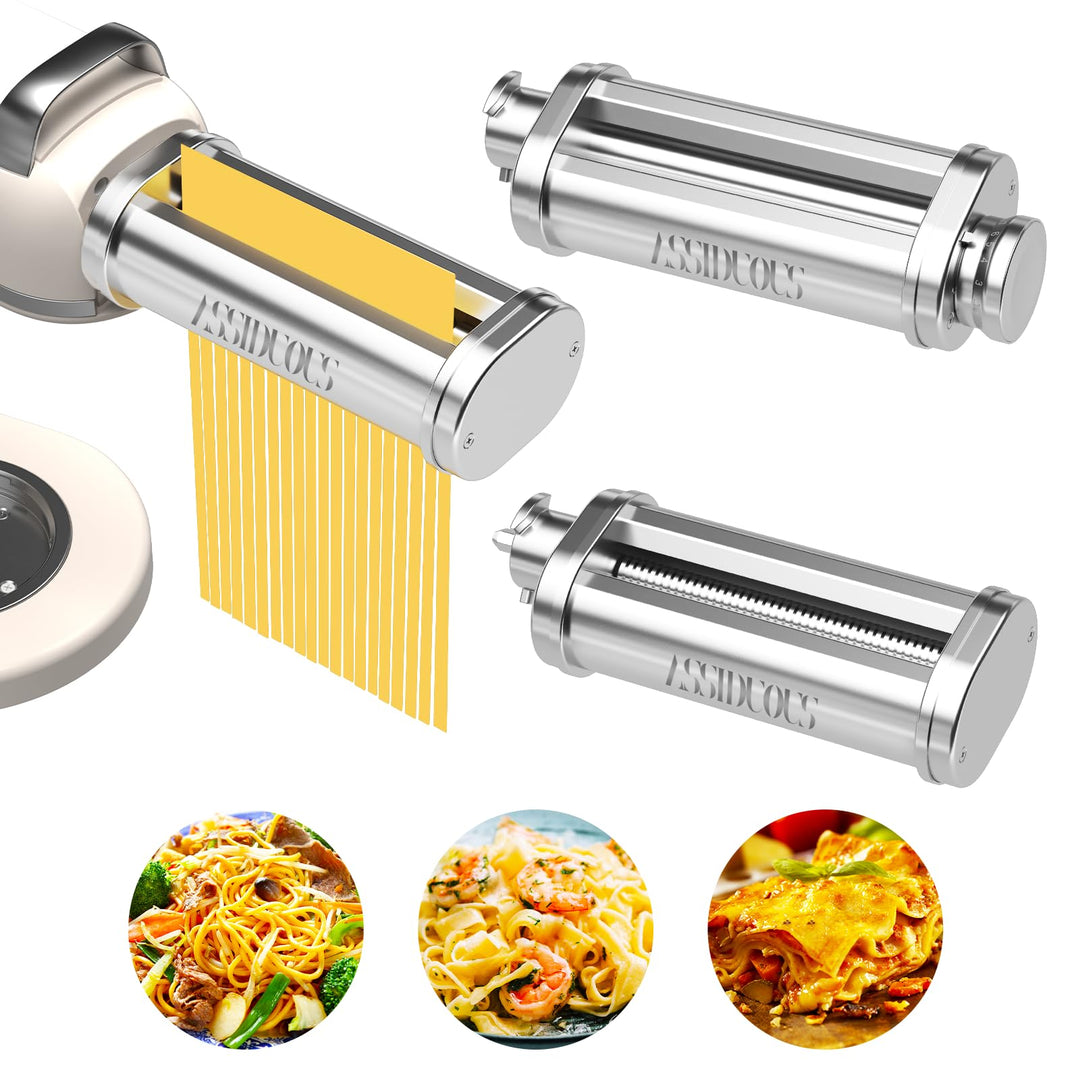 Nudelaufsatz für KVC/KVL Kenwood Küchenmaschinen, 3-in-1 Nudelroller Aufsatz Edelstahl Nudelvorsatz