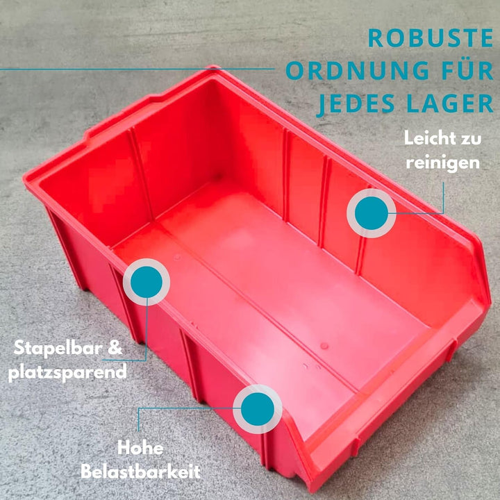 RODOPI 9er Set Stapelboxen, Grösse XL | Sichtlagerkästen 489x304x185mm | Robuste Lagerboxen für Werk