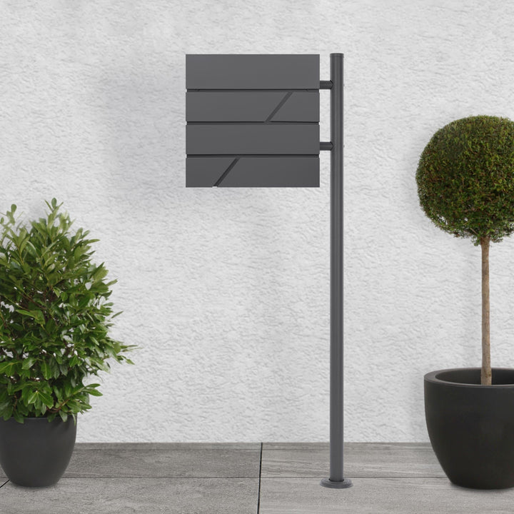 ECD Germany Standbriefkasten mit Zeitungsfach, Briefkasten mit Pfosten, Standfuss freistehend, Brief