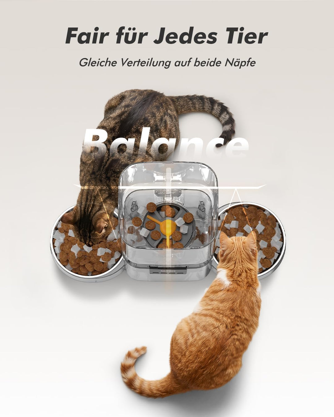 Futterautomat Katze 2 Näpfe für Katzen &amp; Hunde, mit 2 Edelstahlnäpfen | 8L katzenfutterautomat, 2-18