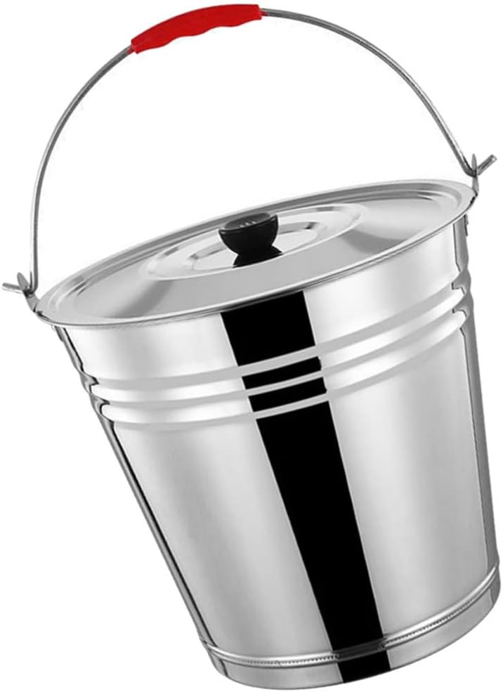 Operitacx Edelstahleimer mit Deckel, Metalleimer, Ascheeimer für Kamine Feuerstellen Holzöfen Grill