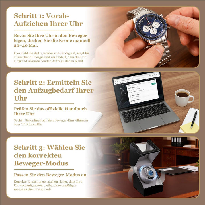 Mcbazel Automatische Uhrenbeweger Box aus PU Leder für Automatikuhren Uhrendreher Automatikuhren 1 u