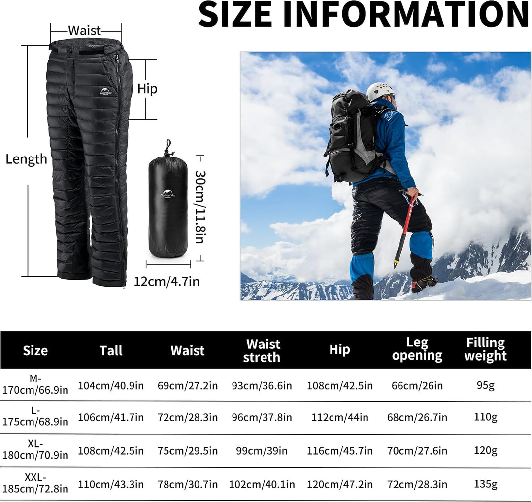 Naturehike Winter Dicke Daunenhose Herren Warm Ultraleicht Dame Schnee Skifahren Thermische Hitze He