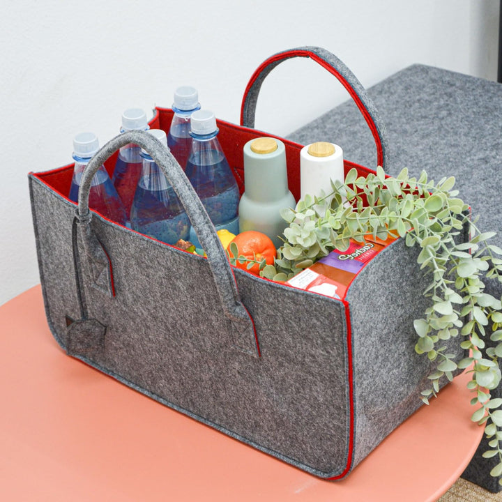 DuneDesign 2er Set: Schwerlast Shopping Bag Filz XXL - 50x25x25 Filztasche Gross - Kamintasche für H