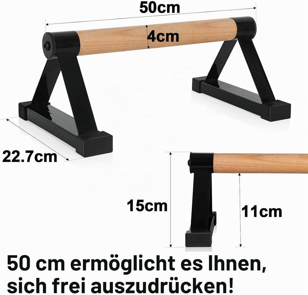 Holz Parallettes Calisthenics Equipment 50cm, Push Up Bars, Liegestützgriffe, Handstand Griffe Barre