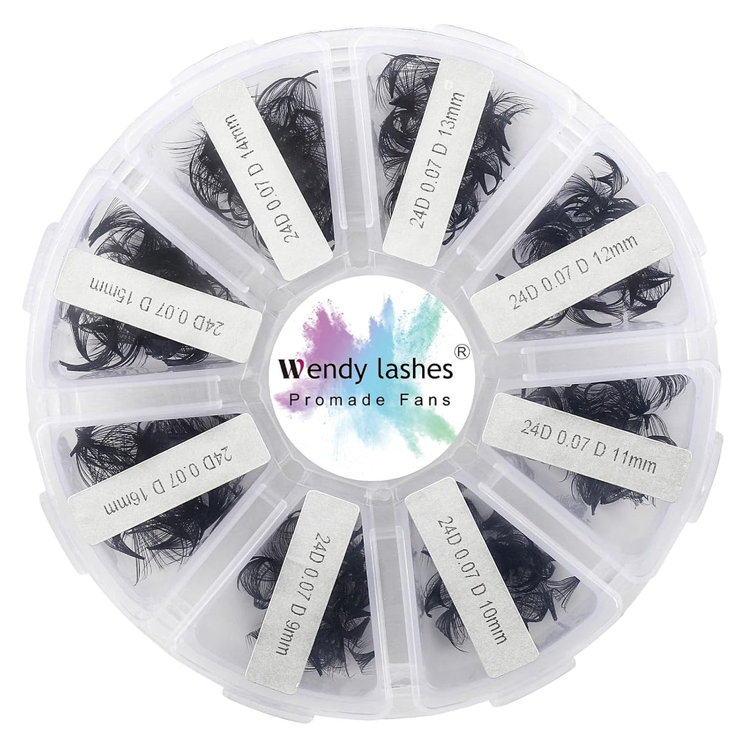 Fertige Fächer Wimpern Extension 24D 500 Stück 9-16mm 0,07mm D Curl Fertig Volumen Wimpern Fächer Pr