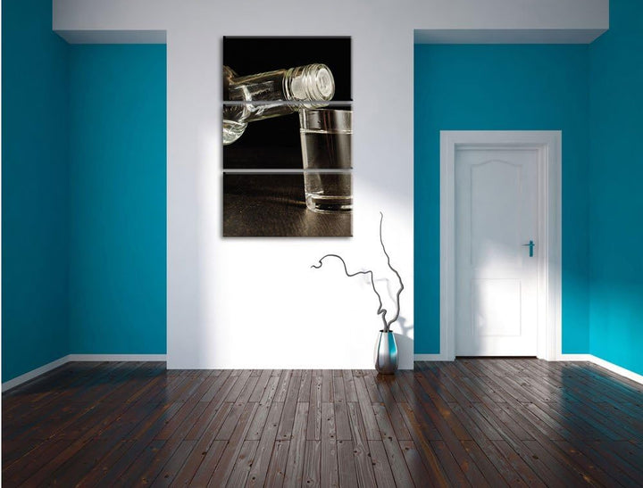 Pixxprint Vodka Flaschen Party als Leinwandbild/Grösse: 3 Teilig (120x80 cm) cm/Wandbild/Kunstdruck/