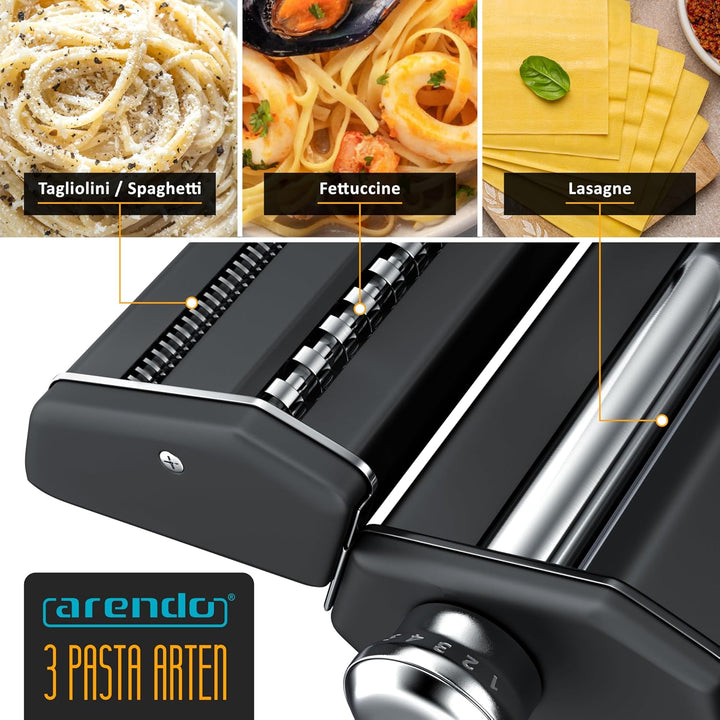Arendo - Nudelmaschine Pasta Maker – Edelstahl – Nudelpresse – 7 einstellbare Stärken - manuell - Du