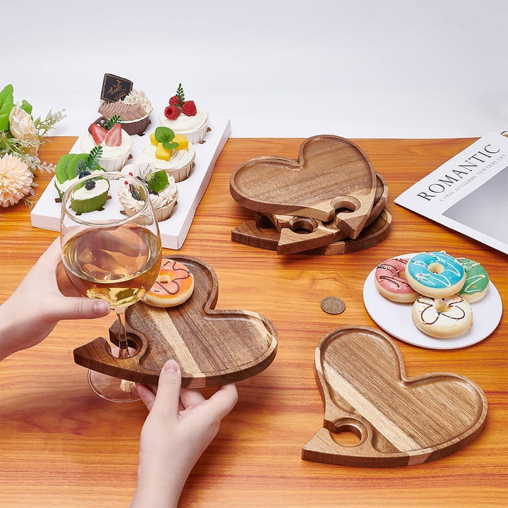 UNICRAFTALE 5 Stück Herzförmige Wein Vorspeisentabletts Wein Vorspeisenteller Aus Holz Mini Wurstbre