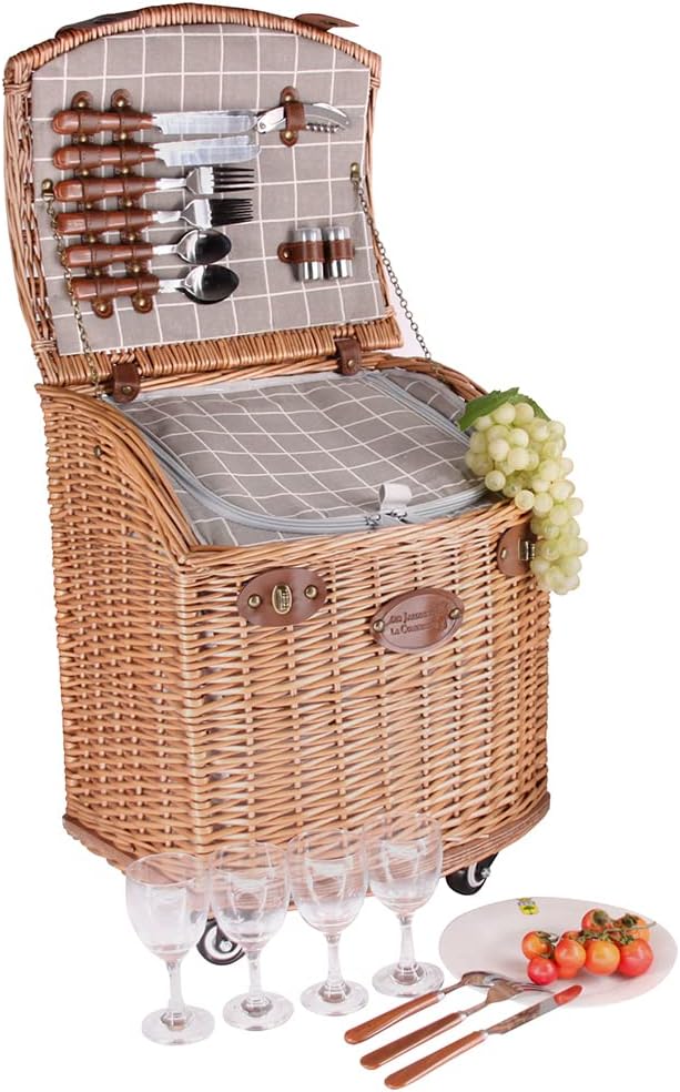Les Jardins de la Comtesse - Picknickkorb mit Rollen Concorde – 4 Personen – 41 x 35 x 50 cm