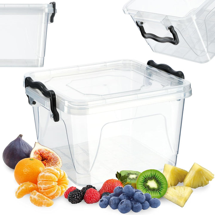 KADAX Aufbewahrungsbox mit Deckel, Robuster Plastikbehälter aus Kunststoff, Lunchbox, Transparente F