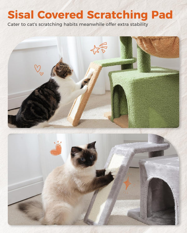 PAWZ Road Kratzbaum Kaktus klein mit Kratzmatte, Hängematte, Eigentumswohnung und Korb, Kleiner Katz