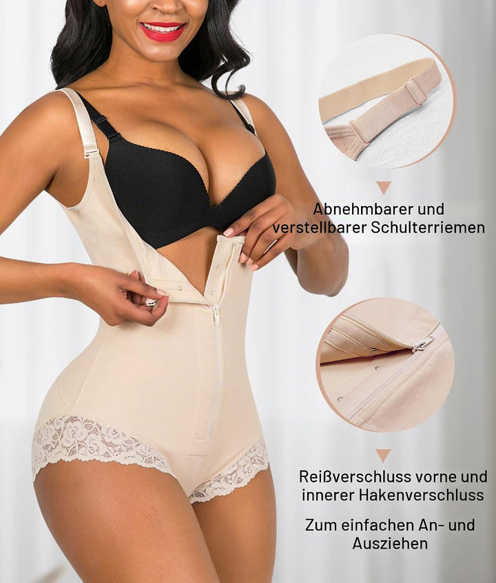 YIANNA Shapewear Damen Bauchweg Stark Formend Body Shaper Bodysuit Miederbody Figurformender Fajas C