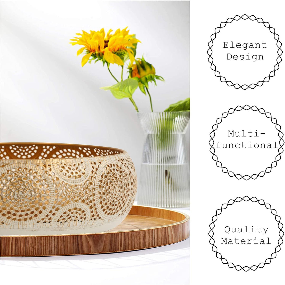 JAZUIHA Obstschale Modern 2er Set, Dekoschale Gold, Obstkorb aus Metall Runde Dekorative Schale Gold