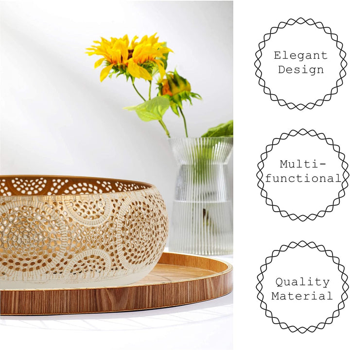 JAZUIHA Obstschale Modern 2er Set, Dekoschale Gold, Obstkorb aus Metall Runde Dekorative Schale Gold