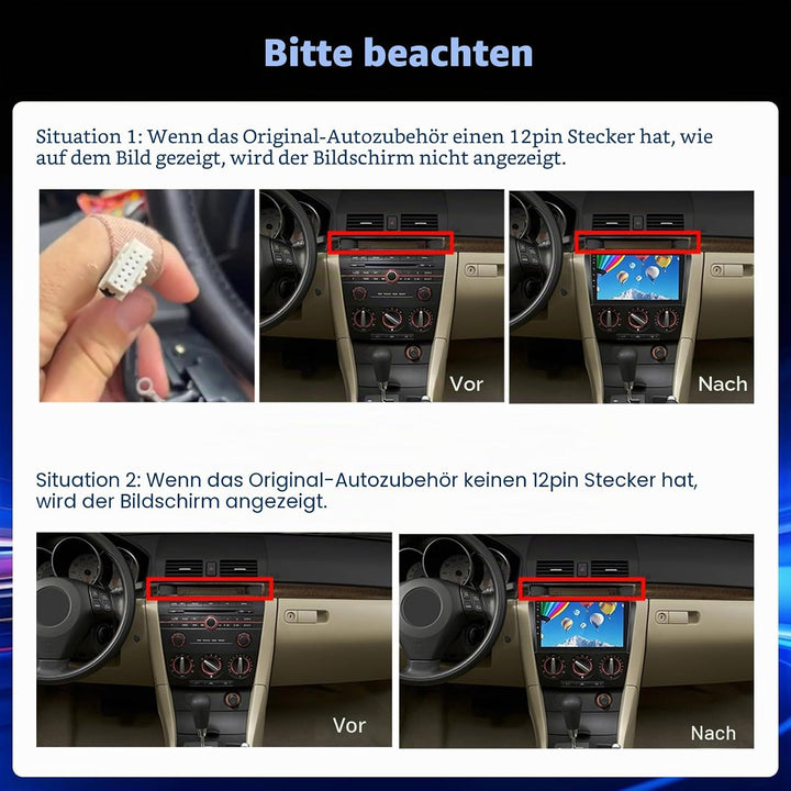 Hikity 4+128G 9" Android Autoradio für Mazda 3 2006-2012 Wireless CarPlay | Incell Touchscreen GPS N