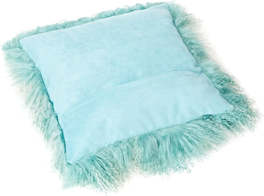 Reissner Lammfelle Tibet Lammfell Kissenbezug langflorig 40x40cm JYB05 Farbe Mint/Weiss (Tops) Jyb05