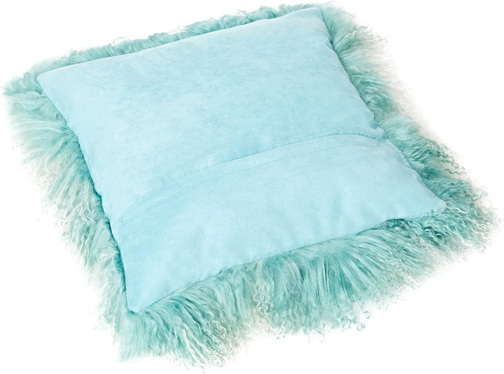 Reissner Lammfelle Tibet Lammfell Kissenbezug langflorig 40x40cm JYB05 Farbe Mint/Weiss (Tops) Jyb05