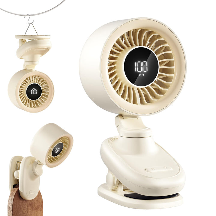 TRILINK Clip-Ventilator Akku, mini USB Tischventilator mit Oszillation, Timer, stufenloser Regelung