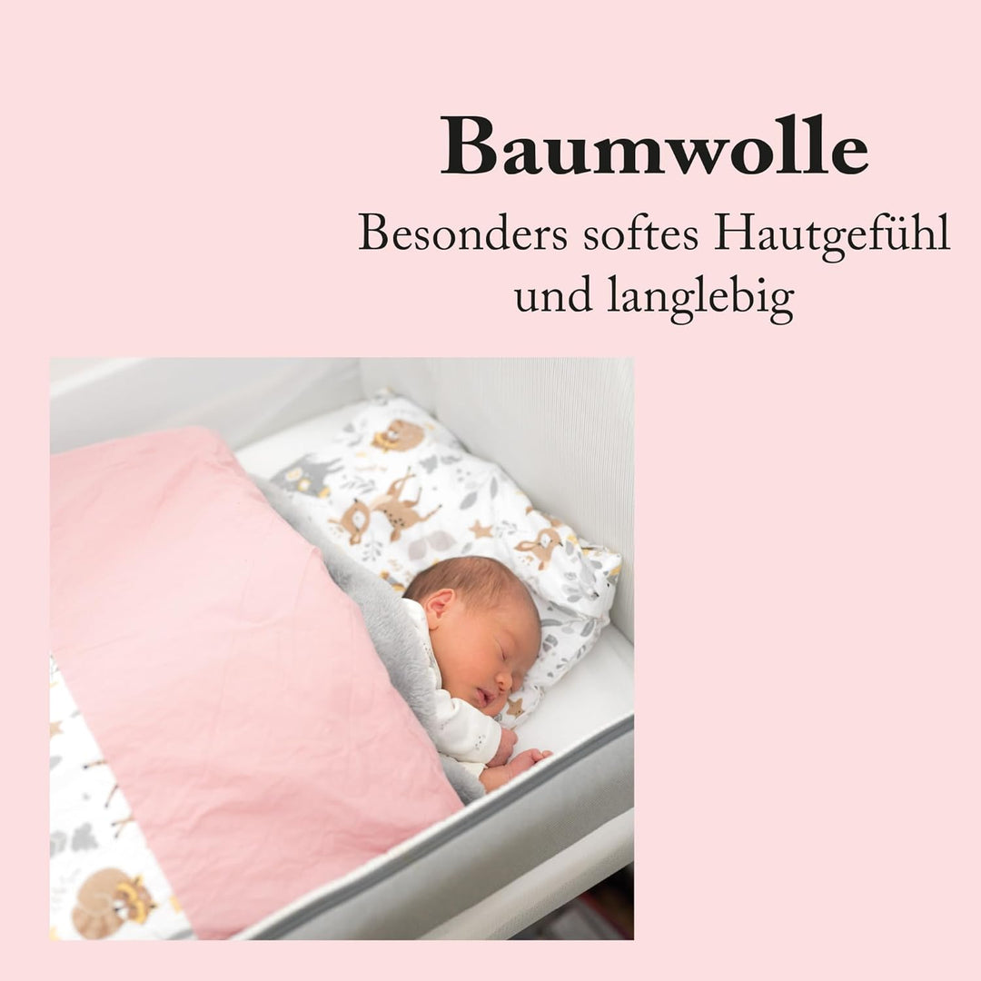 Kinder Bettwäsche 2-TLG (100x135cm / 40x60cm) Bettdecken Set, 100% Baumwolle - Babybettwäsche mit Mo