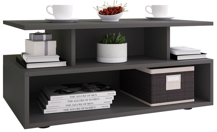 VCM Holz Couchtisch | Sofatisch mit ausreichend Stauraum | Masse ca. H. 40 x B. 80 x T. 50 cm | Wohn