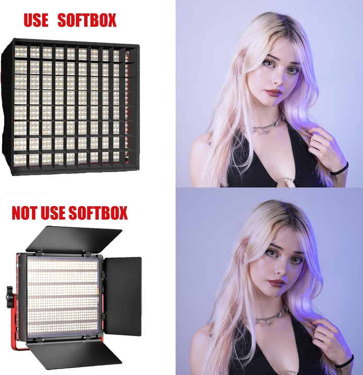 GVM 1200D RGB Videoleuchte Softbox, APP-Steuerung 3200K–5600K LED Videobeleuchtung, 360° Vollfarb LE