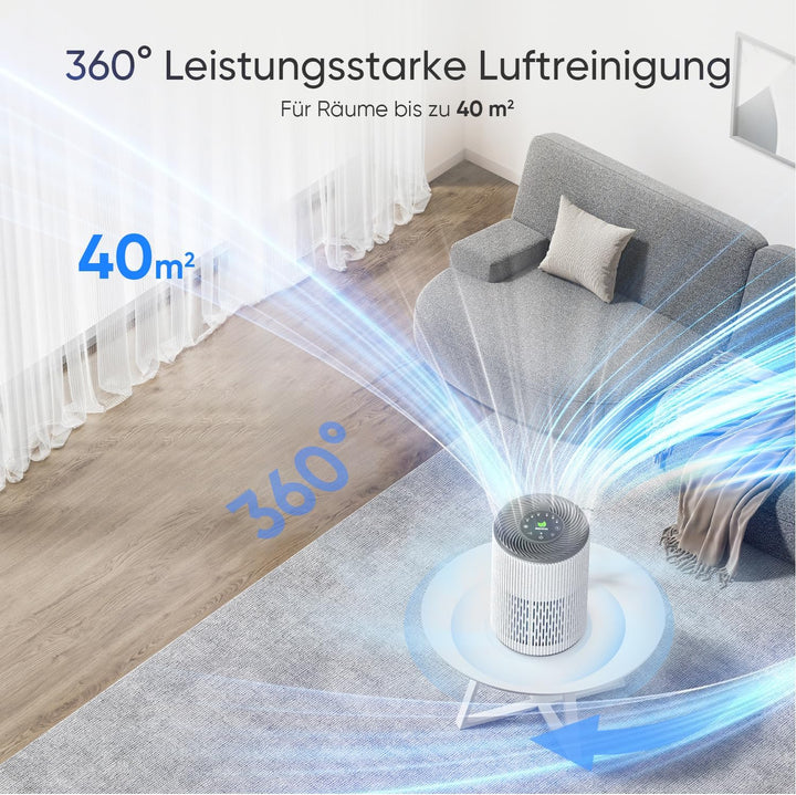 DAYETTE Portable Luftreiniger Allergiker mit Aroma, Nachtlicht, Timer, Ruhemodus (20 dB), HEPA Luftf