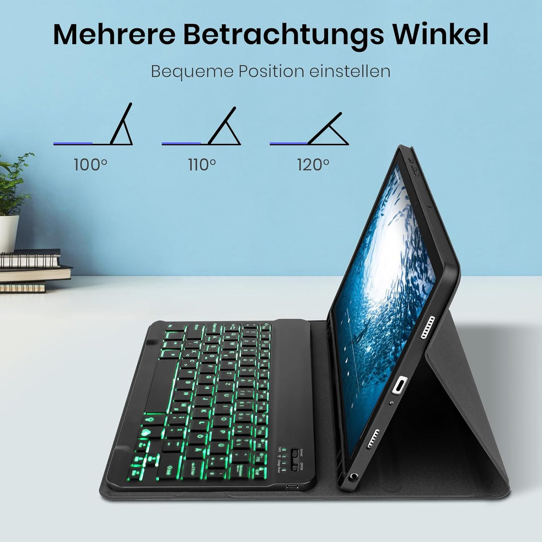 Tastatur für Samsung Tablet A9 Plus - für Galaxy Tab A9 Plus Hülle mit Tastatur, Tastatur Beleuchtun