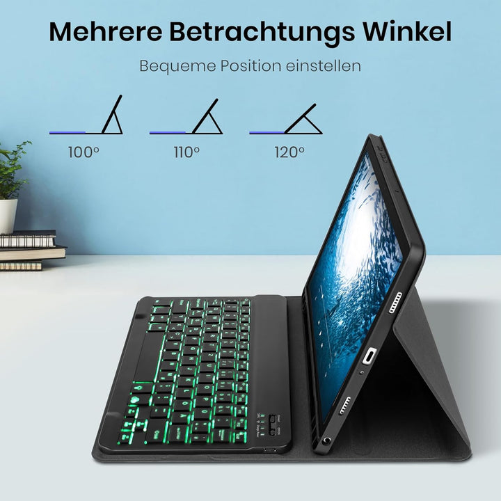 Tastatur für Samsung Tablet A9 Plus - für Galaxy Tab A9 Plus Hülle mit Tastatur, Tastatur Beleuchtun