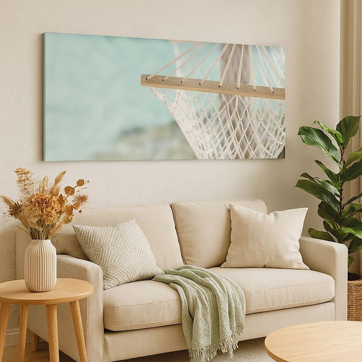Panorama Bilder auf Leinwand 100x40cm Leinwandbild Reise hängematte tropisch strand Gross Wanddeko B