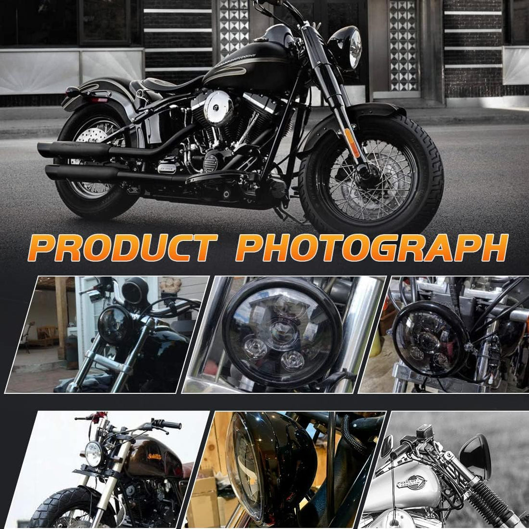 SKUNTUGUANG 5 3/4 "5,75 Zoll Led Scheinwerfergehäuse Eimer für Motorrad（schwarz）