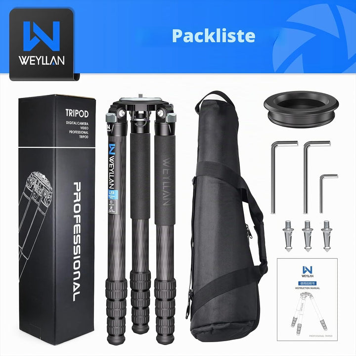 WEYLLAN Carbon Fiber Stativ 160cm, Heavy Duty Stativ Carbon Fiber Stativ Mit 40mm Bein, Carbon Stati