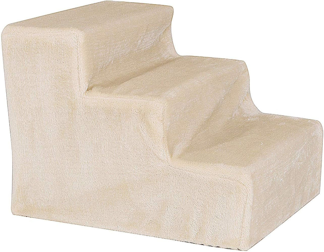 lionto Haustiertreppe Katzentreppe Hundetreppe mit Plüschbezug Farbe Beige Treppe, Beige