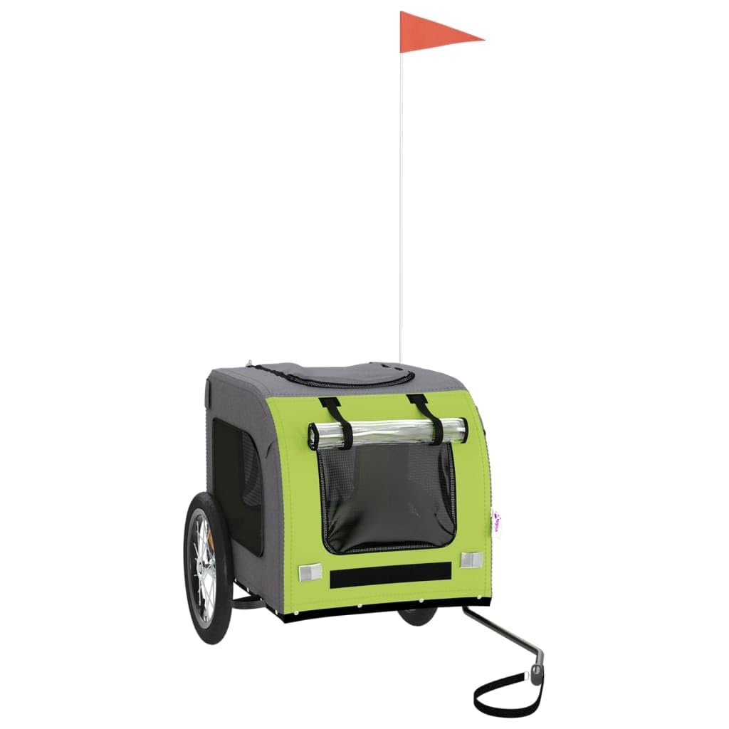SKM Fahrradanhänger Hunde Grün und Grau Oxford-Gewebe &amp; Eisen,9 KG,93843,Color: Grün Grün 69 x 133.5