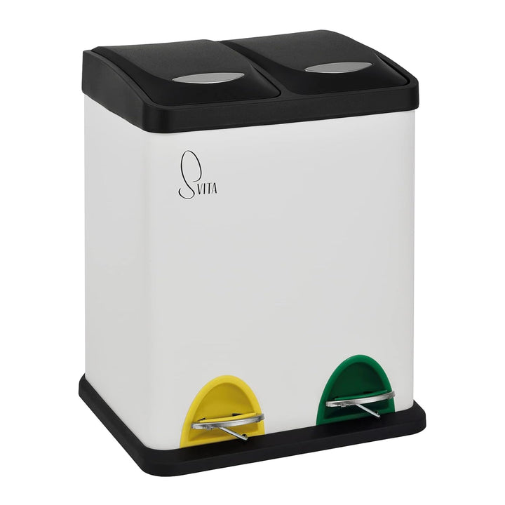 SVITA TC2X8 Mülleimer 16 Liter 2x8L doppelt Abfalleimer kompakt 2er-Mülleimer Kücheneimer Mülltrennu