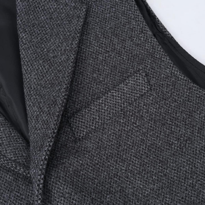 Allthemen Herren Weste Revers Tweed Wolle Anzugweste Formale Regular Fit Herrenweste Retro Business