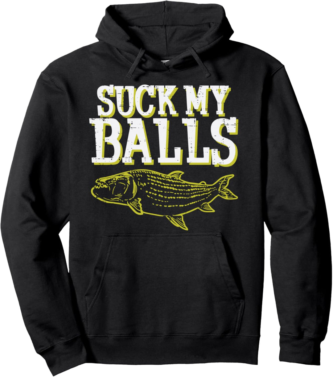Suck My Balls Carp Fish Funny Fishing Fishermen Men Gift Pullover Hoodie